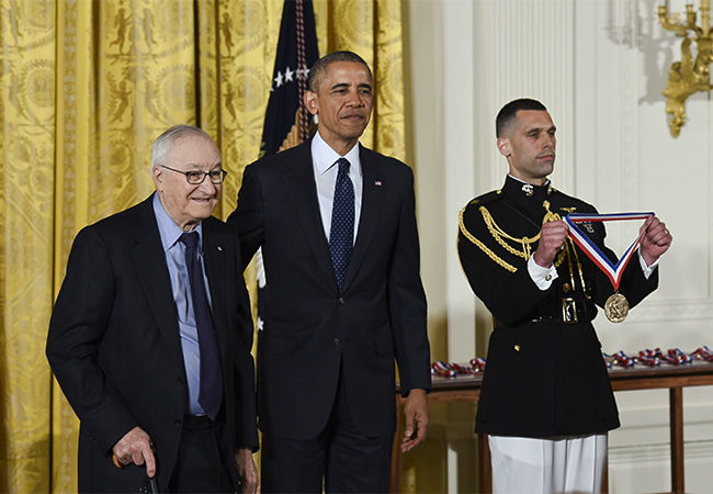 President Barack Obama bestowing the National Medal of Science on Psychologist Albert Bandura